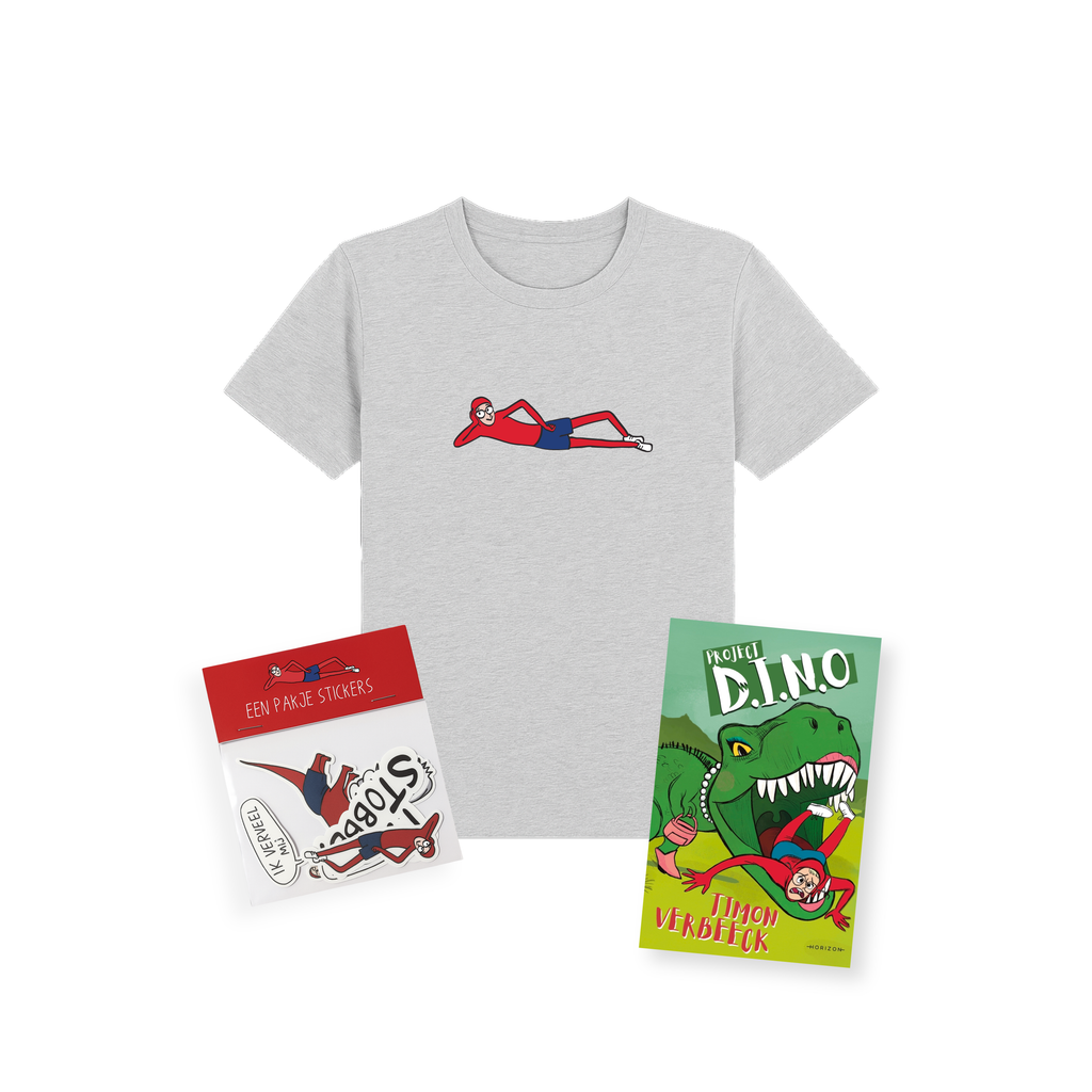 Kids T-shirt ‘Ma Stobbe!’ + Project Dino + Stickerpack Bundle