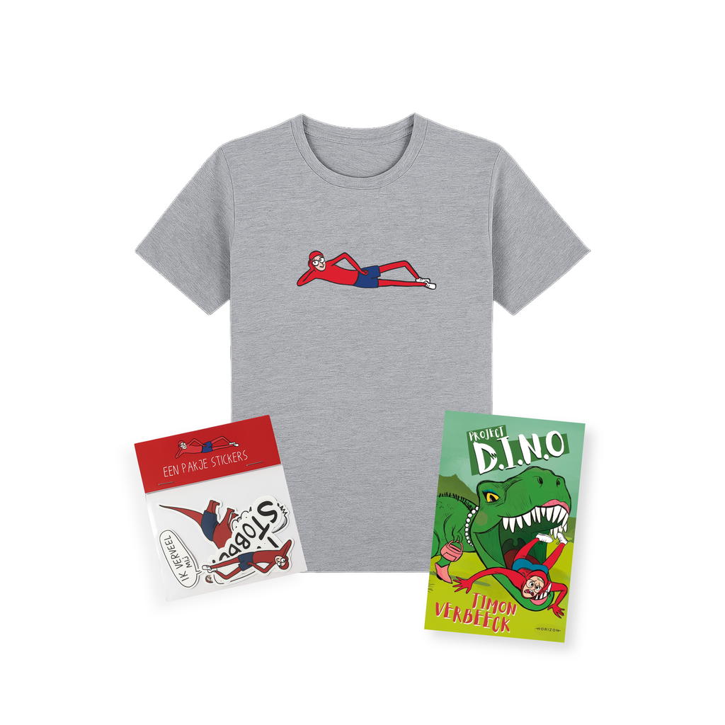 Adult T-shirt ‘Ma Stobbe!’ + Project Dino + Stickerpack Bundle