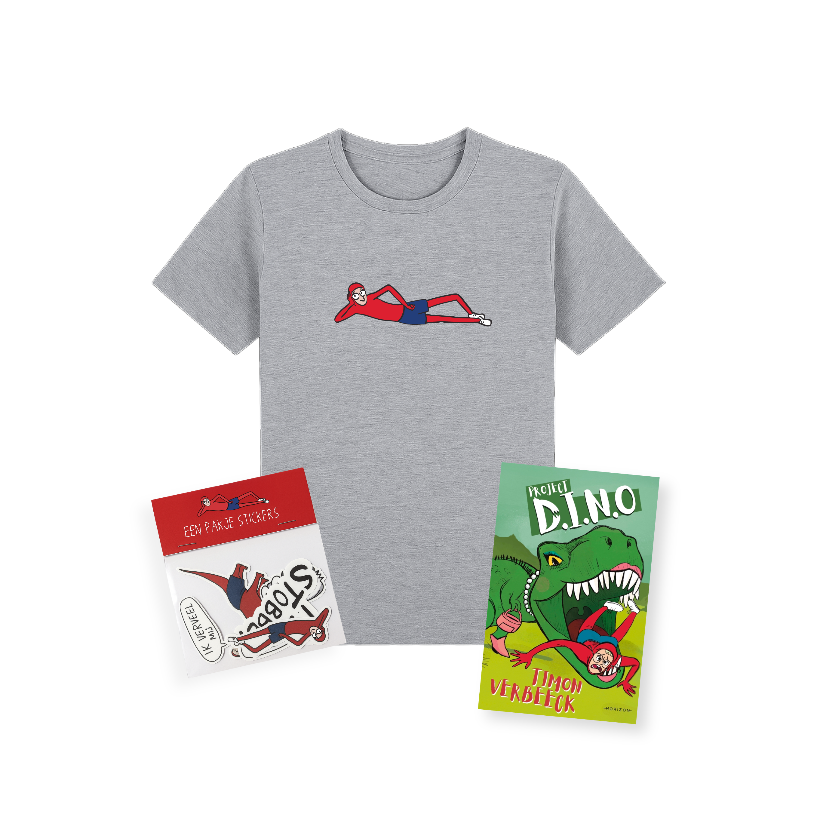 Adult T-shirt ‘Ma Stobbe!’ + Project Dino + Stickerpack Bundle